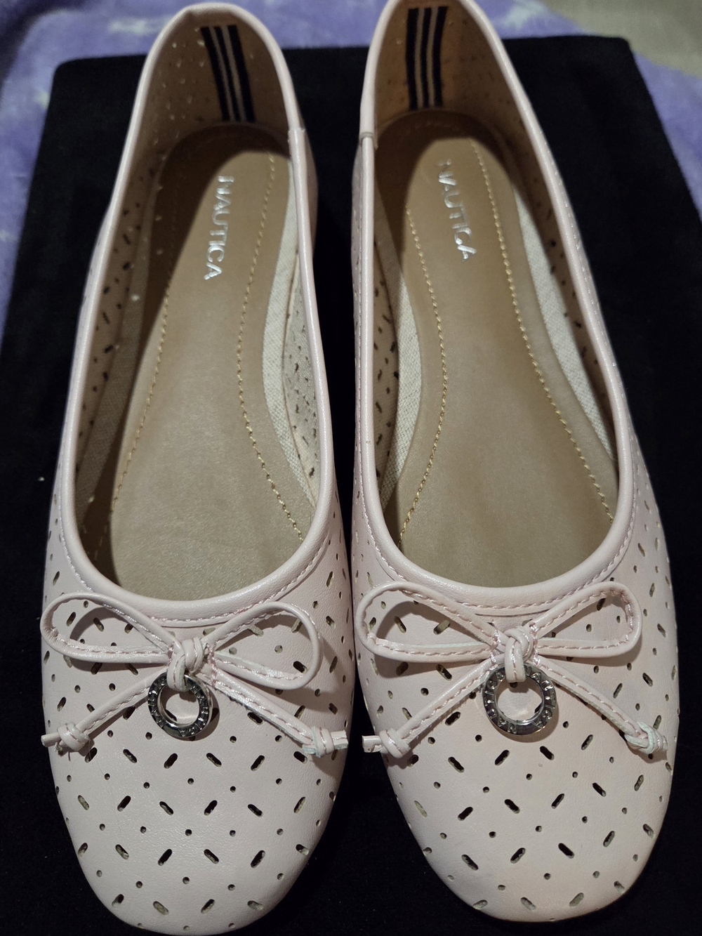 Nautica Women's Pink Perforated Ballet Flats